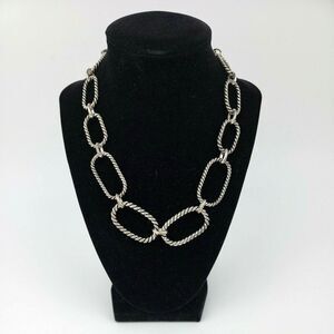 RLL Ralph Lauren Twisted Silver Tone Large Graduated Link Necklace 18 inch